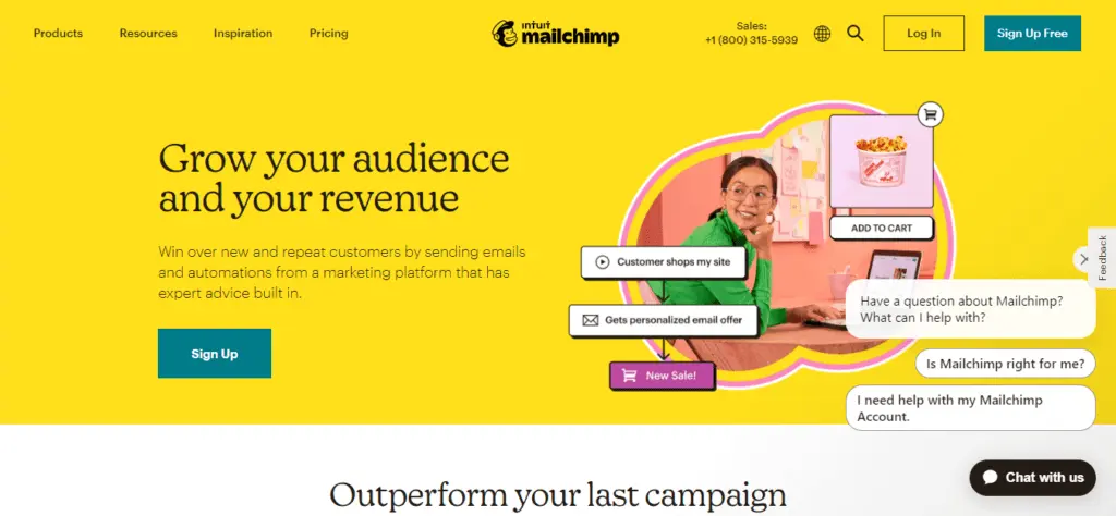 MailChimp home page